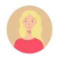 Young blonde girl porter character smiling face. Trendy style illustration for icon, avatars, portrait design Royalty Free Stock Photo