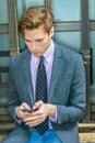 Young Man Texting anywhere Royalty Free Stock Photo