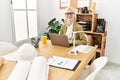 Young blonde woman architect using laptoo smiling at office Royalty Free Stock Photo