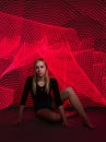 Young Blonde Woman Long Exposure Light Painting Royalty Free Stock Photo