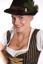 Young blonde woman in traditional bavarian costume Royalty Free Stock Photo