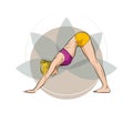 Yoga Pose - Downward Dog Adho - Mukha Svanasana -Young woman