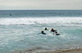 Young board surfers take to the surf at Brooks Street, Laguna Beach, California.