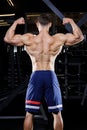 Young bodybuilder with great muscles posing in gym Royalty Free Stock Photo