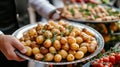 young boiled potatoes with dill and garlic free flo restaurant or street food corner cafe