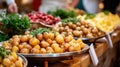 young boiled potatoes with dill and garlic free flo restaurant or street food corner cafe Royalty Free Stock Photo