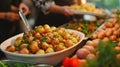 young boiled potatoes with dill and garlic free flo restaurant or street food corner cafe Royalty Free Stock Photo