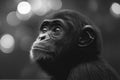 Young bonobo monkey looking up in black and white Royalty Free Stock Photo