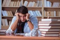 The young book writer writing in library