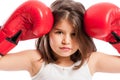 Young boxing girl acting angry