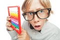 Young boy with abacus calculator Royalty Free Stock Photo