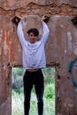 Young boy in an abandoned house Royalty Free Stock Photo