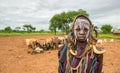 Young boy from the African tribe Mursi, Ethiopia Royalty Free Stock Photo