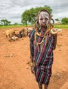 Young boy from the African tribe Mursi, Ethiopia Royalty Free Stock Photo