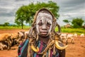 Young boy from the African tribe Mursi, Ethiopia