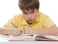 Young boy angry with homework Royalty Free Stock Photo