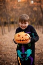 Young boy as a Jack Skellington on the Halloween