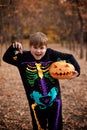 Young boy as a Jack Skellington on the Halloween