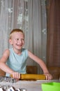 Young boy baking cookies Royalty Free Stock Photo