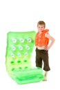 Young boy with beach mattress Royalty Free Stock Photo