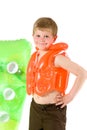 Young boy with beach mattress Royalty Free Stock Photo