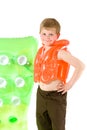 Young boy with beach mattress Royalty Free Stock Photo