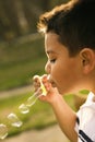 Young Boy Blowing Bubbles Royalty Free Stock Photo