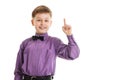 Young boy with a bow-tie showing thumb up isolated Royalty Free Stock Photo