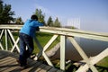 Young boy on the bridge Royalty Free Stock Photo