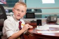 Young Boy in Business Office Royalty Free Stock Photo