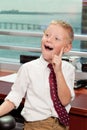 Young Boy in Business Office Royalty Free Stock Photo