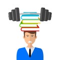 Young boy carring a heavy pile of books. Vector Royalty Free Stock Photo