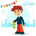 Young Boy Celebrating Ramadan