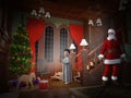 Christmas Morning, Santa Claus, Children, Presents