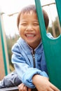 Young Boy On Climbing Frame In Playground Royalty Free Stock Photo