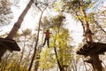 Young boy climbing in a rope park Royalty Free Stock Photo