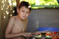 Young boy cooking Royalty Free Stock Photo