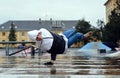 Young boy dancing break dance