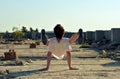 Young boy dancing break dance on the street Royalty Free Stock Photo