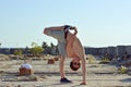 Young boy dancing break dance on the street Royalty Free Stock Photo