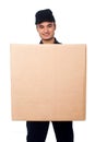 Young boy delivering parcel Royalty Free Stock Photo