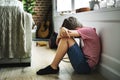 Young boy with depression alone Royalty Free Stock Photo