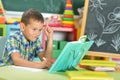 Young boy doing homework Royalty Free Stock Photo