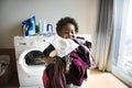 Young boy doing housework at home Royalty Free Stock Photo