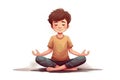 Young boy doing yoga sitting in lotus position isolated on white background. Generative AI Royalty Free Stock Photo