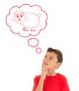 Young Boy dreaming with a sheep of Eid Ul Adha Royalty Free Stock Photo