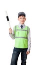 Young boy dressed as policeman with staff Royalty Free Stock Photo