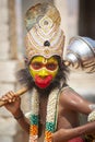 Young boy dressing as Hanuman Royalty Free Stock Photo