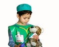 A young boy dressing up as a doctor Royalty Free Stock Photo