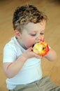 Young boy eating apple Royalty Free Stock Photo